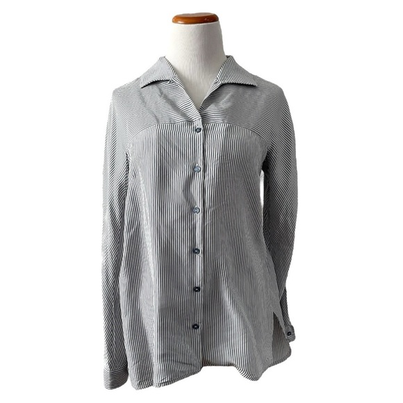 Weekend Max Mara Silk Striped Button Down Shirt - Picture 1 of 10